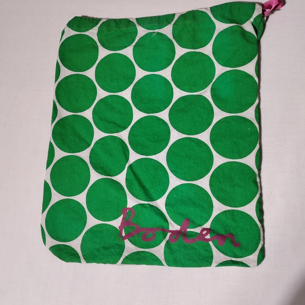 BODEN Shoes Dust Storage Bag Green Floral Drawstring 11.5" x 13.5" - Imperfect